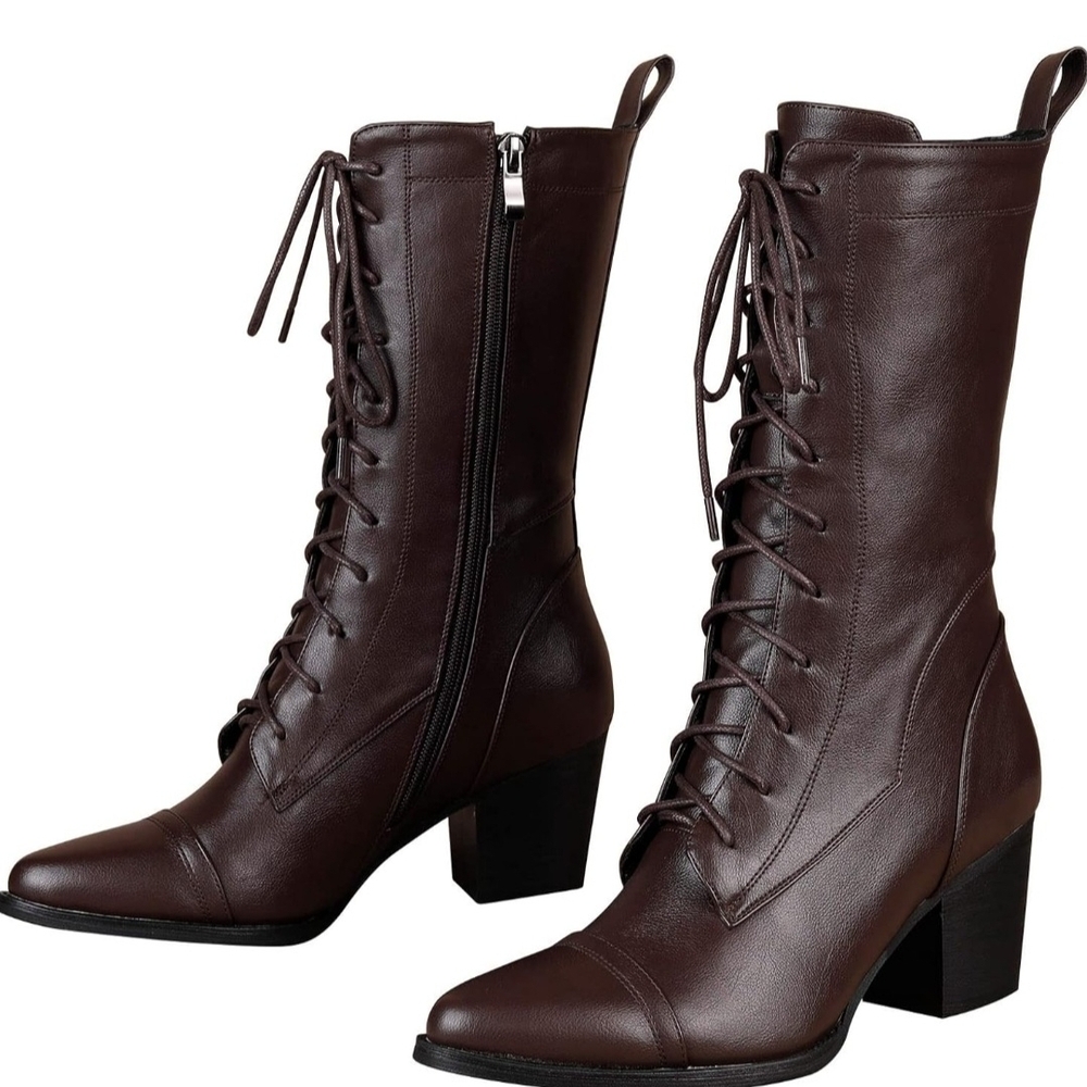 Elegant Brown Lace-Up Women's Boots